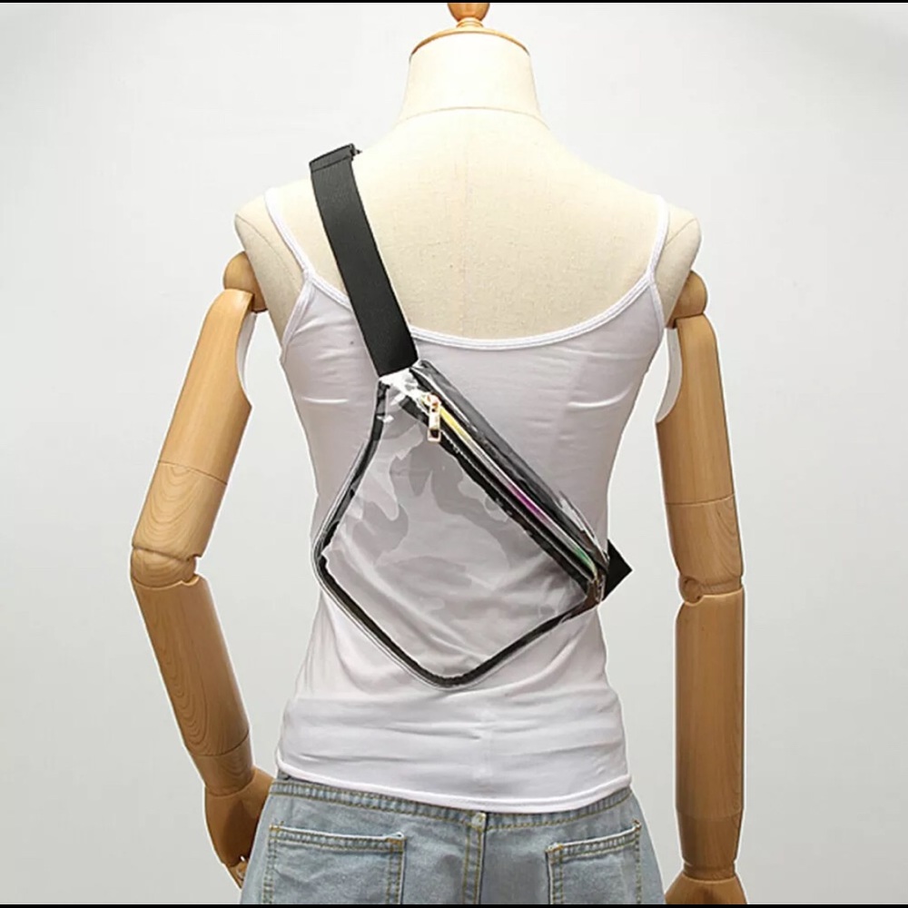 Clear transparent fanny pack. Rainbow zipper. - Picture 4 of 5